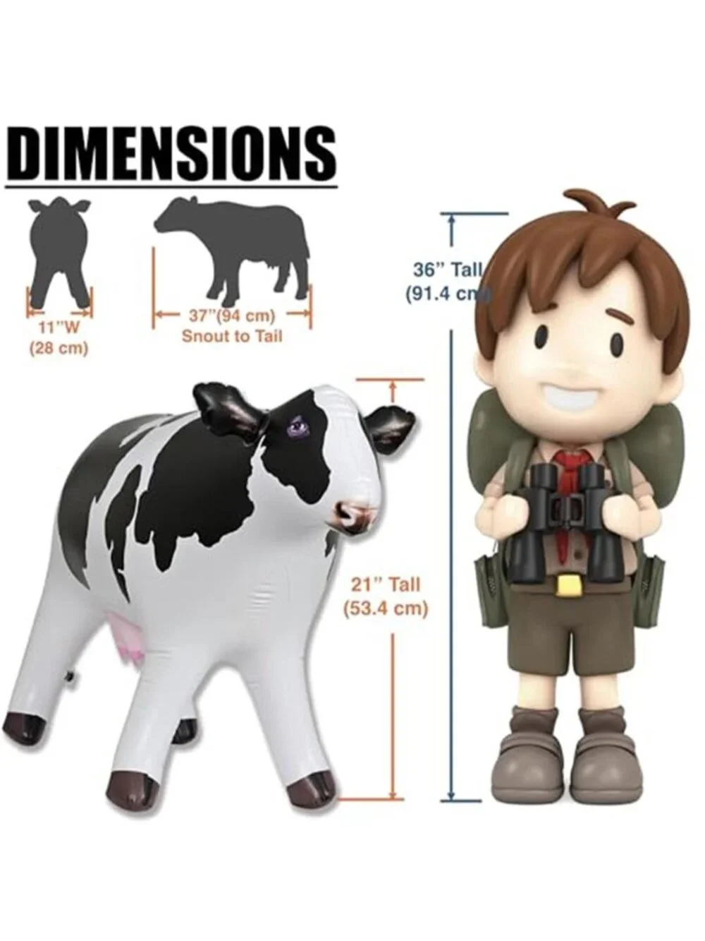 Inflatable Cow Pool Float Party Decoration Birthday Baby Shower Animal Toy 37in